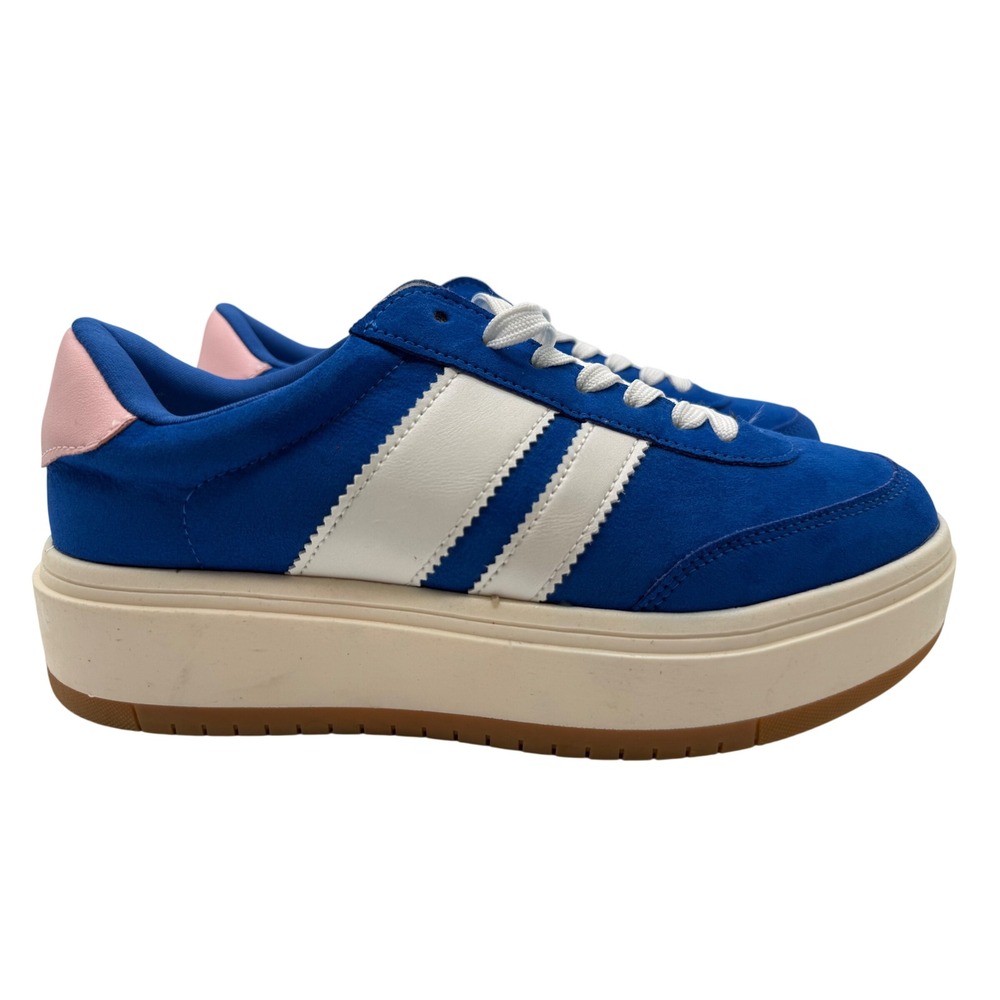 Madden Girl Navida Platform Sneakers Womens 8.5M Blue Excellent Retro Striped
